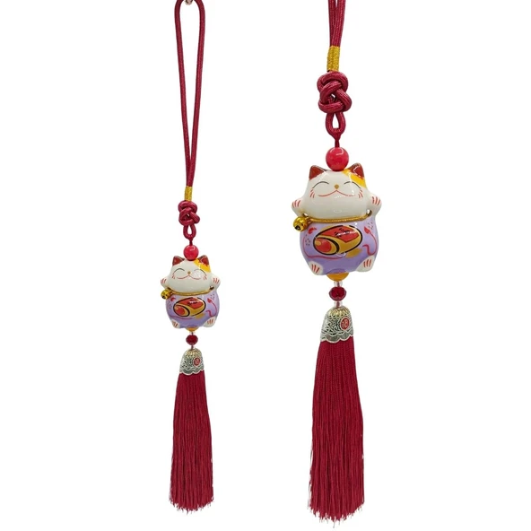 Feng Shui Maneki Neko Şans Kedisi Mor No.1 ürün görseli 1