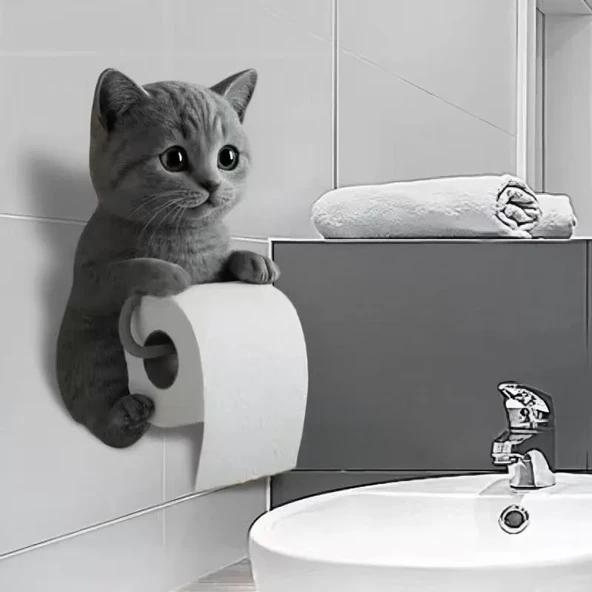 Kedi Tasarımlı Tuvalet Kağıtlığı ürün görseli 1