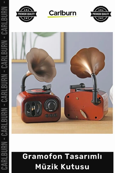 Özel Üretim Nostaljik Retro Radyo Görünümlü Kurmalı Mekanik Masaüstü Gramofon Tasarımlı Müzik Kutusu ürün görseli 1