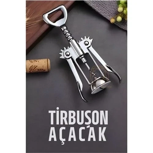 Tirbuşon Basınçlı Pratik Tirbuşon Şarap Şişe Açacağı Kolay Kullanım Çelik 721046 ürün görseli 1