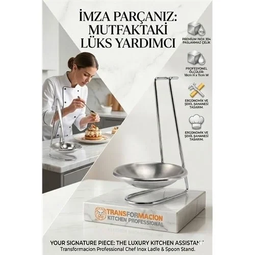 Inox Kepçe Standı - Kaşık Kepçe Standı- Profesyonel Şef Tasarımı 722042 ürün görseli 1