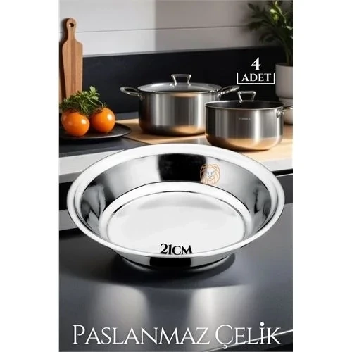 21 Cm 4 Lü Tabak Seti Paslanmaz Çelik B.Caprio 719554 ürün görseli 1