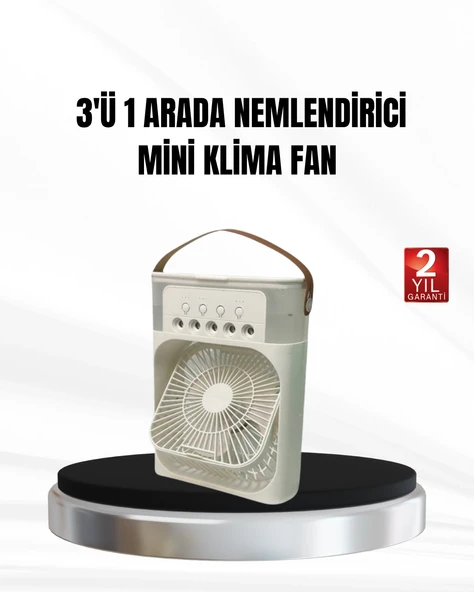 3’Ü 1 Arada Mini Klima Fan Usb Şarjlı, 7 Renk Gece Lambalı Nemlendirici ürün görseli 1