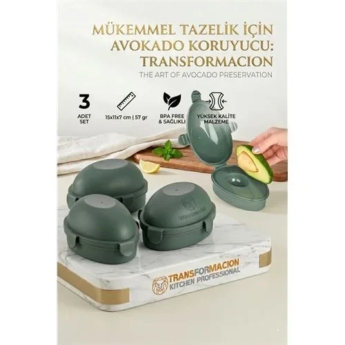 3 Lü Avokado Saklama Kabı | Kilitli Taze Tutucu Koruyucu Kutu | Kararmaya Son 723085 ürün görseli 1