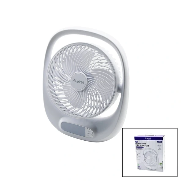 Usb 7 İnç- 20Cm Masa Üstü Fan Vanti̇latör Işikli 5W 180 Derece 3 Kademe Hiz - 3 Pervane Stand=24.8X30.5X8Cm Aufn-01 (5047) ürün görseli 1
