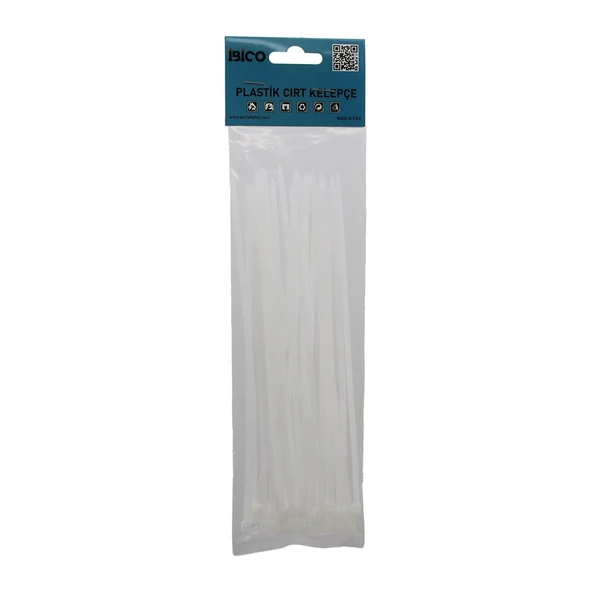 25Pcs Beyaz 3.6X200Mm Plasti̇k Cirt Kelepçe (5047) ürün görseli 1