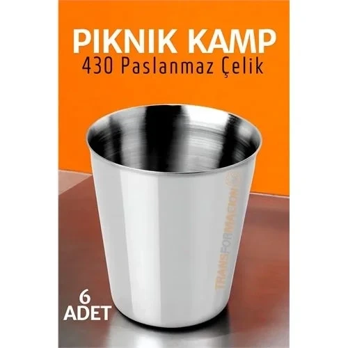 Paslanmaz Çelik Bardak Seti Kamp Piknik Bardağı 6 Adet 721504 ürün görseli 1