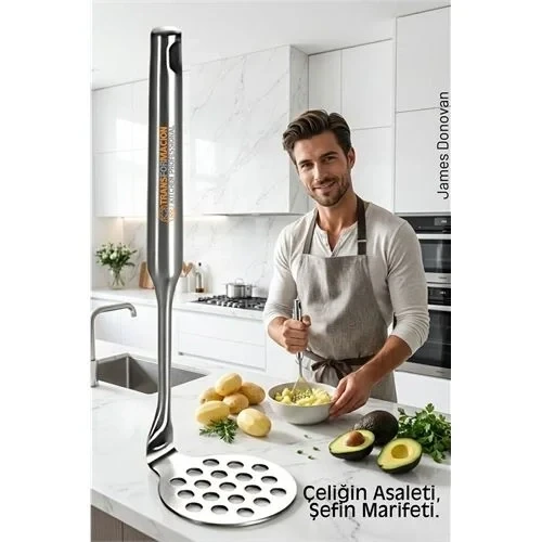 304 Paslanmaz Çelik Lüks Patates Ezici - 23 Cm Profesyonel Püre Yapıcı & Mutfak Gereci ürün görseli 1