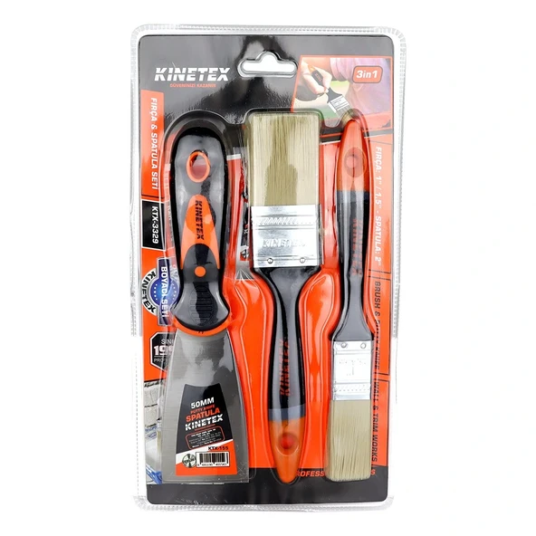 3Pcs Boyaci - Nalbur Set 50Mm Spatula - 2X Kesti̇rme Firça (5047) ürün görseli 1