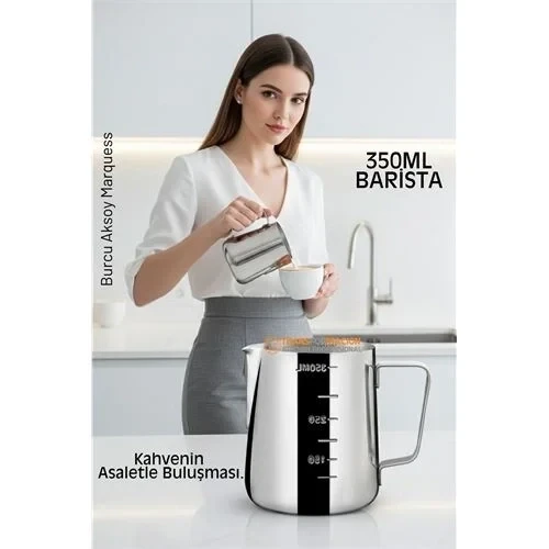 İnox 350Ml Barista Süt Sürahisi - Süt Köpürtme Potu - Paslanmaz Çelik ürün görseli 1