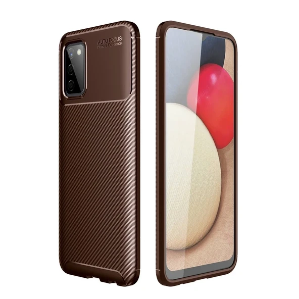 Galaxy A02S Kılıf Auto Focus Karbon Kapak - Kahverengi ürün görseli 1