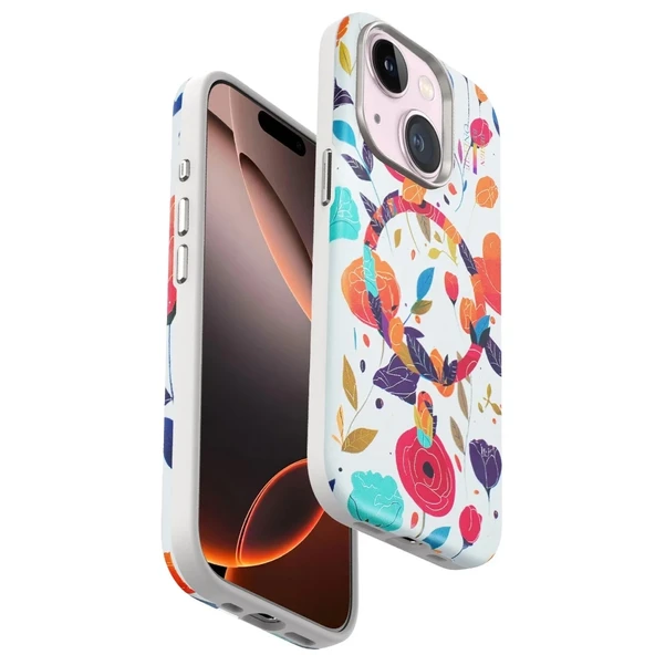 Onegif İphone 15 Flower Series Magsafe Kapak - Beyaz ürün görseli 1