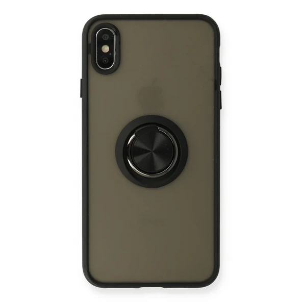 İphone Xs Kılıf Montreal Yüzüklü Silikon Kapak - Siyah ürün görseli 1