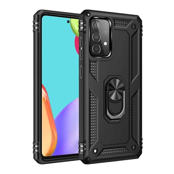 Galaxy A33 5G Kılıf Sofya Yüzüklü Silikon Kapak - Siyah ürün görseli 1