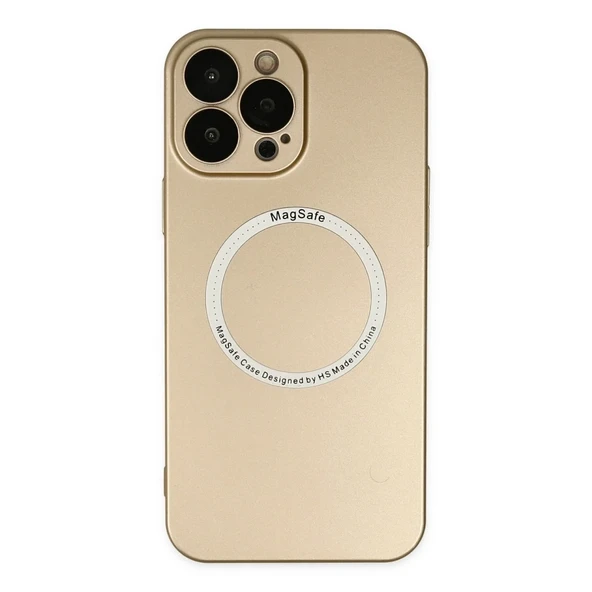 İphone 13 Kılıf Magneticsafe Lens Silikon - Gold ürün görseli 1