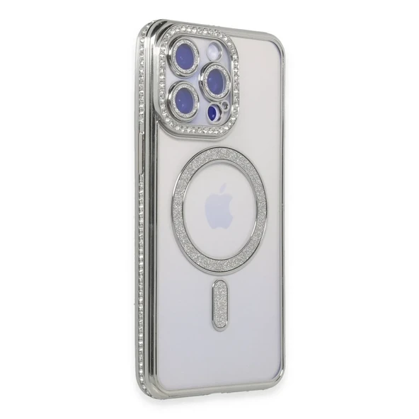 İphone 14 Kılıf Joke Simli Magneticsafe Kılıf - Gümüş ürün görseli 1