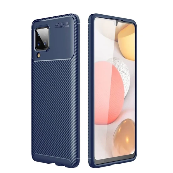 Galaxy A22 Kılıf Auto Focus Karbon Kapak - Lacivert ürün görseli 1