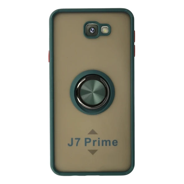 Galaxy J7 Prime Kılıf Montreal Yüzüklü Silikon Kapak - Yeşil ürün görseli 1