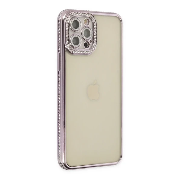 İphone 12 Kılıf Joke Taşlı Silikon - Mor ürün görseli 1