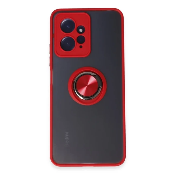Redmi Note 12 4G Kılıf Montreal Yüzüklü Silikon Kapak - Kırmızı ürün görseli 1