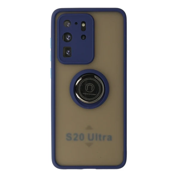 Galaxy S20 Kılıf Montreal Yüzüklü Silikon Kapak - Lacivert ürün görseli 1