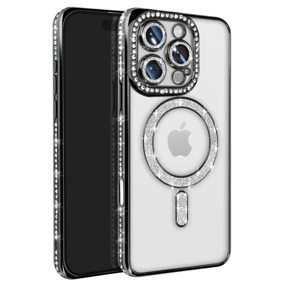 İphone 16 Kılıf Joke Simli Magneticsafe Kılıf - Siyah ürün görseli 1