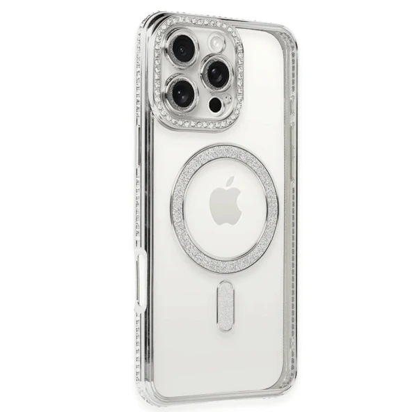 İphone 16 Kılıf Joke Simli Magneticsafe Kılıf - Gümüş ürün görseli 1