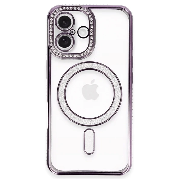 İphone 16 Kılıf Joke Simli Magneticsafe Kılıf - Derin Mor ürün görseli 1