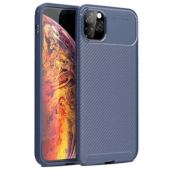 İphone 11 Kılıf Auto Focus Karbon Kapak - Lacivert ürün görseli 1