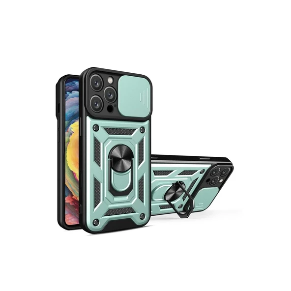 İphone 16 Kılıf Pars Lens Yüzüklü Silikon - Yeşil ürün görseli 1