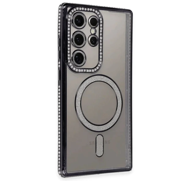 Galaxy S24 Kılıf Joke Simli Magneticsafe Kılıf - Siyah ürün görseli 1