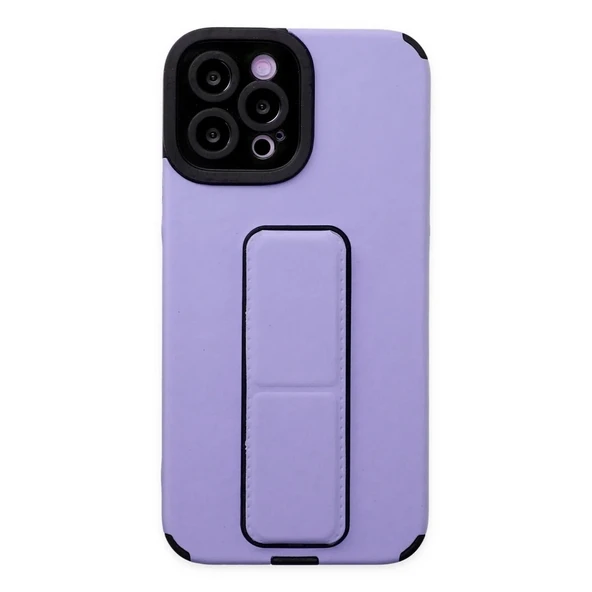 İphone 12 Kılıf Mega Standlı Silikon - Lila ürün görseli 1