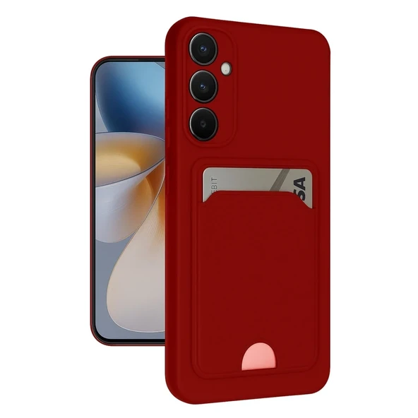 Galaxy S24 Fe Kılıf Kelvin Kartvizitli Silikon - Kırmızı ürün görseli 1