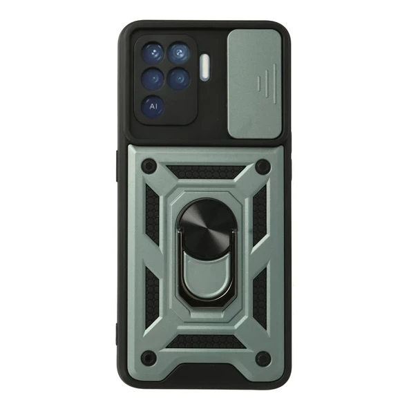 Reno 5 Lite Kılıf Pars Lens Yüzüklü Silikon - Yeşil ürün görseli 1