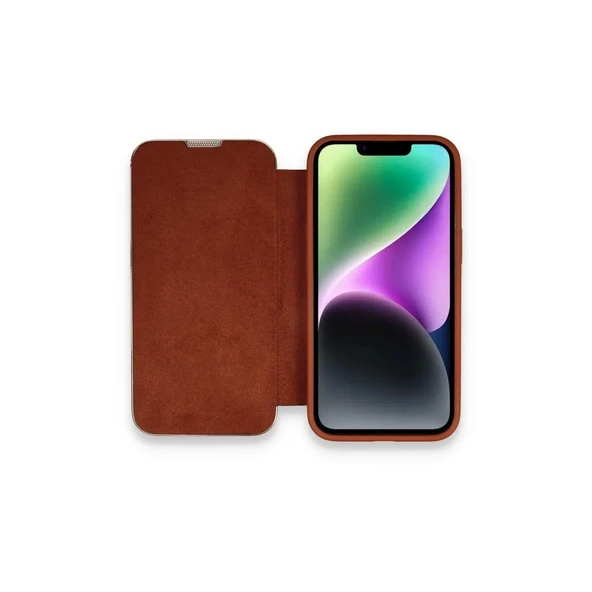 İphone 13 Kılıf Dolpin Kapaklı - Kahverengi ürün görseli 1