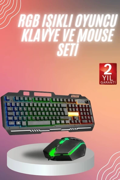 Rgb Işıklı Klavye Q Klavye Mouse Hediyeli ürün görseli 1