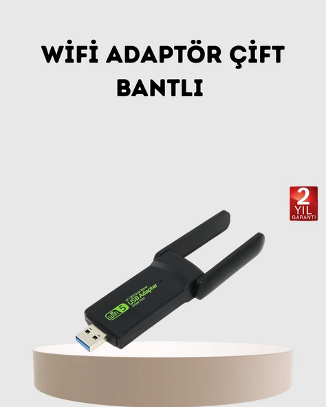 Ultratekno Dual Band Wifi Adaptör – 1200 Mbps, Usb 3.0, Çift Antenli, Geniş Kapsama Alanı Yüksek Hız ürün görseli 1