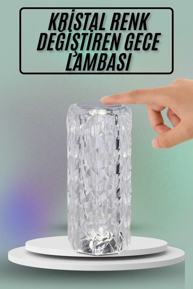 Masa Gece Lambası Şık Dayanıklı Sensörlü Şarjlı Kristal Lamba ürün görseli 1