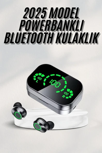 Yeni Nesil Bluetooth Kulaklık Çağrı Cevaplayabilen Dijital Göstergeli Powerbankli ürün görseli 1