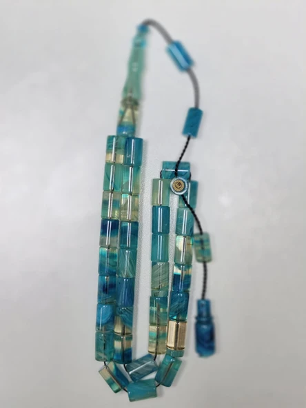 Erkan Çubukçu Usta İmzalı Multi Renk Sıkma Kehribar Tesbih Kesme Kesim (7 x 10 mm) ürün görseli 1