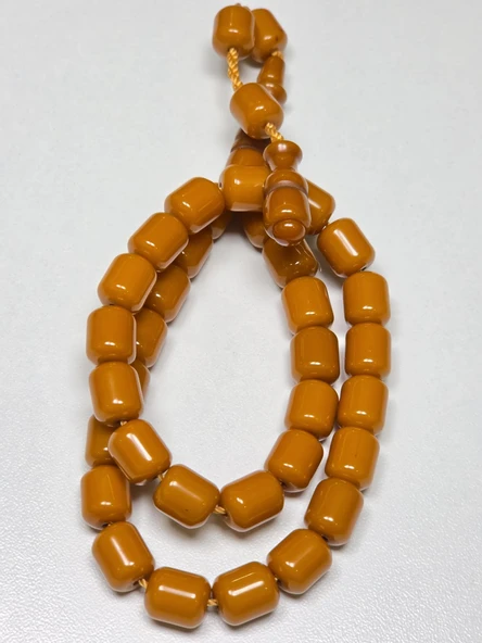 Muhammed Azazi Usta İşçilikli Sıkma Kehribar Tesbih Teker Kesim (9 x 10 mm) ürün görseli 1