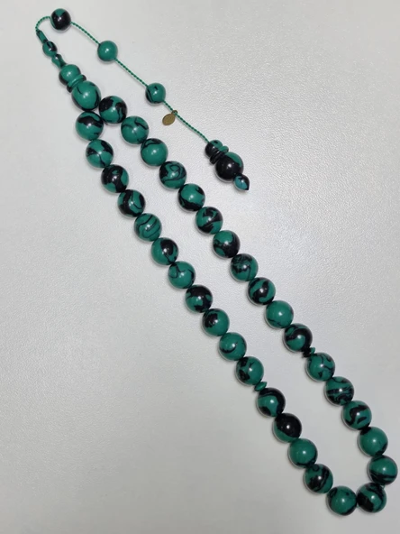 Fatih Erbabacan Usta İmzalı Yeşil Arizona Katalin Kehribar Tesbih Küre Kesim (11 x 11 mm) ürün görseli 1