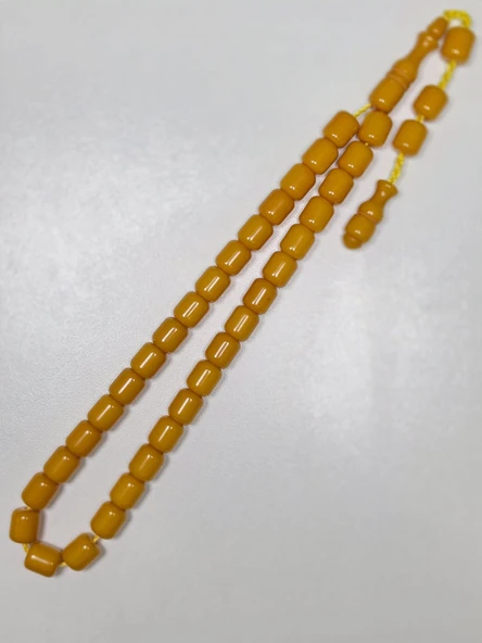 Muhammed Azazi Usta İşçilikli Sıkma Kehribar Tesbih Teker Kesim (9 x 10 mm) ürün görseli 1