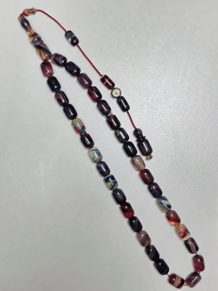 Erkan Çubukçu Usta İmzalı Multi Renk Sıkma Kehribar Tesbih Kapsül Kesim (7 x 10 mm) ürün görseli 1