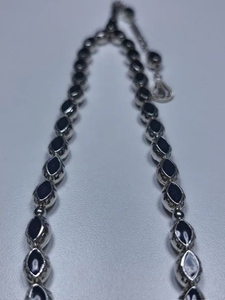 Siyah Mineli Metal Alpaka Özel Tasarım Ağır Tesbih (11 x 8 x 6 mm) ürün görseli 1