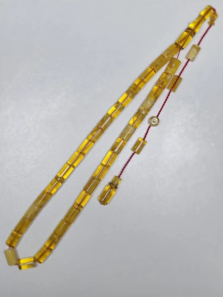 Erkan Çubukçu Usta İmzalı Multi Renk Sıkma Kehribar Tesbih Kesme Kesim (7 x 10 mm) ürün görseli 1