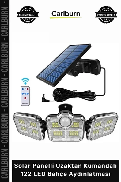 Özel Üretim Dış Mekan Su Geçirmez Sensörlü Solar Panelli Uzaktan Kumandalı 122 LED Bahçe Aydınlatma ürün görseli 1