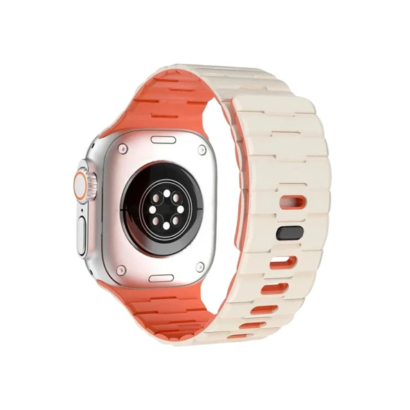 Watch Ultra 49mm Wowen Kordon - Beyaz-turuncu ürün görseli 1