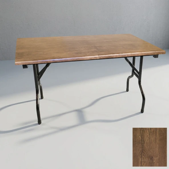 Banket Katlanır Masa (Werzalit, Allzalit. Vermodin Tabla 80x140) - Rustic Dark ürün görseli 1