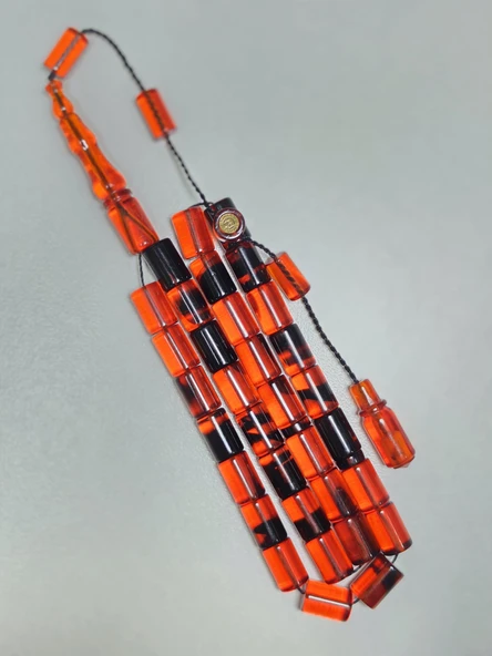 Erkan Çubukçu Usta İmzalı Multi Renk Sıkma Kehribar Tesbih Kesme Kesim (7 x 10 mm) ürün görseli 1